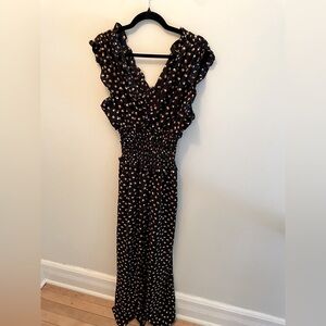 V-neck cap sleeved jumpsuit